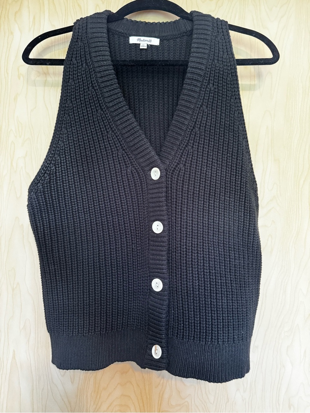 Madewell Black Ribbed Button-Front Sweater Vest